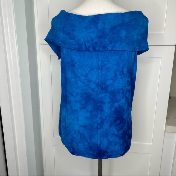 Oh My Gauze! Women’s Bird Washed Peacock Blouse Blue Tie Dye Size 1 S/M - Picture 4 of 6